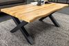 Wildeiche-Design Couchtisch OAKLAND 90x60cm X-Metallgestell schwarz 3cm Baumkante Bild 2