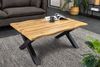Wildeiche-Design Couchtisch OAKLAND 90x60cm X-Metallgestell schwarz 3cm Baumkante Bild 4