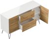 Sideboard Yako 140cm 2 SoftClose 2 Türen Weiß/Eiche Front : Oak Gold / Weiss hochglanz Bild 4