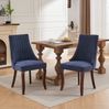 Esszimmerstuhl-Set in Blau mit hoher Rückenlehne aus Chenille, 50 x 64 x 95,5 cm, Massivholzgestell und Ziernieten Bild 3