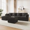 Merax U-förmiges Ecksofa, modulare Wohnzimmerkombination, Sechssitzer-Sofa mit verstellbaren Armlehnen und abnehmbarem Hocker, Cordstoff, Grau Bild 5