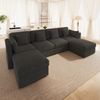 Merax U-förmiges Ecksofa, modulare Wohnzimmerkombination, Sechssitzer-Sofa mit verstellbaren Armlehnen und abnehmbarem Hocker, Cordstoff, Grau Bild 2