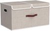 TYEERS Extra Große Aufbewahrungsbox Stoff Faltbare Kisten 55x33x30 cm Beige Bild 4