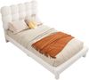 90*200cm Flachbett, gepolstertes Bett, komfortable Kopfteilpolsterung, dreifach verstellbares Kopfteil, modisch und schlicht, weiß Bild 4