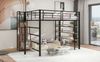 Bett 140x200 cm Hochbett mit Stauraumtreppe und kleinem Kleiderschrank – schwarzes Metall Bild 4