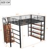 Bett 140x200 cm Hochbett mit Stauraumtreppe und kleinem Kleiderschrank – schwarzes Metall Bild 5