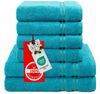 Hammetex 6 teiliges Handtuch Set, 100% Baumwolle Weich Saugstark Qualität Handtücher Set, 2 Badetücher 70x140 cm, 4 Handtücher 50x100 cm, Türkis Bild 3
