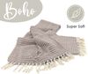 Wohndecke Strick Kuscheldecke Wolldecke Sofadecke 180x130 cm, heimtexland, Fransen Strickdecke Boho I 100% BW I weich, warm, natürlich Bild 3