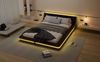 Merax Doppelbett 140 x 200cm Polsterbetten, Flachbett, Bodenbett, mit LED-Umgebungslicht, PU, Schwarz Bild 5