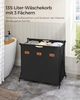 Songmics Wäschekorb, 135 Liter, 3 Fächer, klappbares X-Gestell, individuelle Etiketten, 600D Oxford-Gewebe, Stahl, Schwarz, 70 x 40 x 66 cm Bild 3