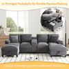Geräumiges 4-Sitzer-Sofa in U-Form mit Stauraum, übergroßem Cordstoff und Kissen, Getränkehaltern aus Edelstahl und zwei USB-Anschlüssen, Schlafzimmer und Wohnungen, Grau Bild 5