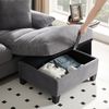 Geräumiges 4-Sitzer-Sofa in U-Form mit Stauraum, übergroßem Cordstoff und Kissen, Getränkehaltern aus Edelstahl und zwei USB-Anschlüssen, Schlafzimmer und Wohnungen, Grau Bild 4