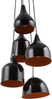 'Savio' Hängeleuchte Schwarz und Orange Metall 5-flammig mit verschiedenen Schirmen in Glockenform Minimalistisches Design Bild 4