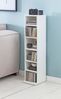 CD-Regal WL5.836 Holz 21 x 90 x 20 cm Offenes Bücherregal Schmal, CD Aufbewahrung Klein, Design Nischenregal Weiß, Standregal 6 Fächer Offen, CD Holzregal Weiss, Stehregal Modern Bild 3
