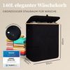 HENNEZ Wäschekorb Bambus mit Deckel 2 Fächer, 140L Wäschesack - Wäschesortierer Wäschebox Wäschetonne Wäschesammler Bild 3
