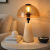 GLOBO LIGHTING LED Tischleuchte, Leuchtmittel inklusive, Warmweiß, Tischlampe Pilz Tischleuchte Travertin Stein Glas amber LED H 31 cm Bild 3