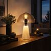 GLOBO LIGHTING LED Tischleuchte, Leuchtmittel inklusive, Warmweiß, Tischlampe Pilz Tischleuchte Travertin Stein Glas amber LED H 31 cm Bild 4