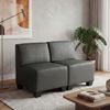 Modular 2-Sitzer Sofa Couch Lyon, Kunstleder ~ dunkelgrau, ohne Armlehnen Bild 1