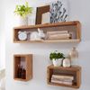 Kadima Design Wandregal Set "Teko Cubes": 3-teilig, abgerundete Ecken, hohe Belastbarkeit, Massivholz. Beige, 80x15x20 cm Bild 2