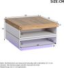 Couchtisch B 65 x T 65 x H 40 cm, 360° drehbare Tischplatte, LED-Beleuchtung, MDF in Weiß/Holzoptik Bild 5