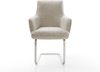Freischwinger Heira-Flex mit Armlehnen Webstoff Soft Beige Freischwinger flach Edelstahl Taschenfederkern Bild 2