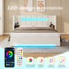LVHOM Polsterbett 160x200 mit Seitenschränke, Bettgestell mit USB & LED und Stauraum sowie Hydraulik, Doppelbett aus Samt, Funktionbett, Beige Bild 3