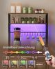 VASAGLE Küchenregal mit LED-Beleuchtung, Standregal mit Steckdosen, verstellbaren Ablagen, 8 Haken, braun-schwarz Bild 4