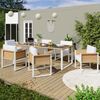 Merax 6 Sitzer-Garten-Essgruppe, Gartenmöbel-Set, Polyrattan-Esstisch und Stuhlset, abnehmbare und waschbare Stoffbezüge, Braun, Weiß Bild 2
