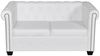 vidaXL Chesterfield-Sofa 2-Sitzer Kunstleder Weiß 242371 Bild 3