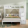 Etagenbett mit Garderobe, 90*200cm+140*200cm,Multifunktionales Kinderbett, Kinderetagenbett, Mit Aufbewahrungstreppe, Großer Stauraum,Ohne Matratze, Massivholz+MDF,Weiß Bild 3