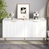 Sideboard Weiß 140 x 38 x 75 cm aus MDF mit 4 Türen & verstellbaren Einlegeböden Bild 5