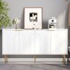 Sideboard Weiß 140 x 38 x 75 cm aus MDF mit 4 Türen & verstellbaren Einlegeböden Bild 2