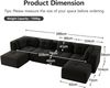 Modulares Ecksofa aus Cord, U-Form flexibel kombinierbar, 386x177x69 cm, schwarz Bild 5