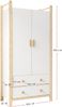 Merax 180CM Kleiderschrank, mit Kleiderstange, 2 Schubladen, für Schlafzimmer, Wohnzimmer, Flurgarderobe geeignet, aus Spanplatte, weiß Bild 4