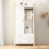Merax 180CM Kleiderschrank, mit Kleiderstange, 2 Schubladen, für Schlafzimmer, Wohnzimmer, Flurgarderobe geeignet, aus Spanplatte, weiß Bild 2
