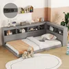 Jugendbett mit Bücherregal, USB Anschlüssen und Steckdosen, 90x200 cm, Einzelbett, Holzbett Bild 3