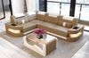 Mini Couch Como L Form in Leder - Ledermix - sandbeige-weiß - Links Bild 2