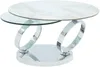 Vente-unique - Couchtisch mit drehbaren Tischplatten - Keramik & Glas - Weiß mit Marmor-Effekt - JOLINE Bild 5