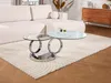 Vente-unique - Couchtisch mit drehbaren Tischplatten - Keramik & Glas - Weiß mit Marmor-Effekt - JOLINE Bild 3