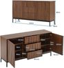 Sideboard mit Lamellenoptik & 3 Schubladen, 150 x 40 x 80 cm, Dunkelbraun Bild 2