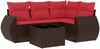 vidaXL 5-teiliges Gartensofa-Set mit Kissen, braun, Polyrattan 3221323 Bild 2