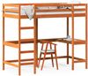 vidaXL Hochbett mit Schreibtisch Wachsbraun 90x200cm Massivholz Kiefer 842853 Bild 2