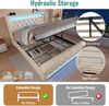 Novelux Polsterbett 140x200 mit LED & Stauraum – Samtbett Beige, Hydraulisches Doppelbett mit USB/Typ-C Ladefunktion und Bettkasten (Ohne Matratze) Bild 4