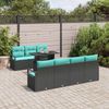 vidaXL Gartensofa-set mit Speicher 8 pcs Schwarz und Blau Poly-Rattan 3348772 Bild 3