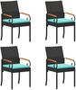 vidaXL Gartenstühle 4 pcs Schwarz und Türkis Poly-Rattan und Akazie 42025889 Bild 2