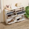 UEV Schuhschrank mit 4 Klappen Spiegelschuhschrank schmal Schuhkommode mit Kippschutz (Schuhregal, Aufbewahrungsschrank, Schuhständeregal für Flur Eingang, 100 x 23 x 80,5 cm Anti-Kipp-Vorrichtung Platzsparend Flur schrank) Trennwände verstellbar und a... Bild 3