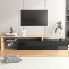 TV-Schrank B 197,5 x T 39 x H 42 cm aus MDF/Glas, Schwarz Hochglanz & Holzoptik, mit LED Bild 5