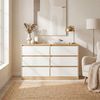 VASAGLE Kommode mit 6 Schubladen Modernes Sideboard für Schlafzimmer 119,4 x 40 x 75 cm Mandelgelb und Weiß Bild 3