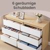 VASAGLE Kommode mit 6 Schubladen Modernes Sideboard für Schlafzimmer 119,4 x 40 x 75 cm Mandelgelb und Weiß Bild 4