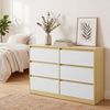 VASAGLE Kommode mit 6 Schubladen Modernes Sideboard für Schlafzimmer 119,4 x 40 x 75 cm Mandelgelb und Weiß Bild 2